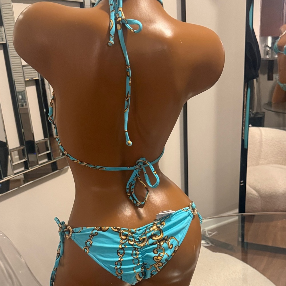 Beach Bunny Turquoise Chain-Print String Bikini - Picture 4 of 10